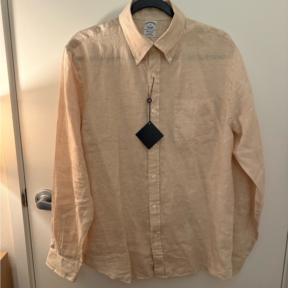 Brooks Brothers Light Tan Casual Button-Down Shirt - Picture 1 of 7